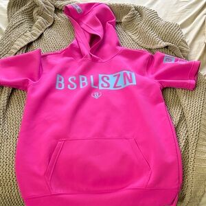 Baseball lifestyle 101 youth large short sleeve hoodie pink